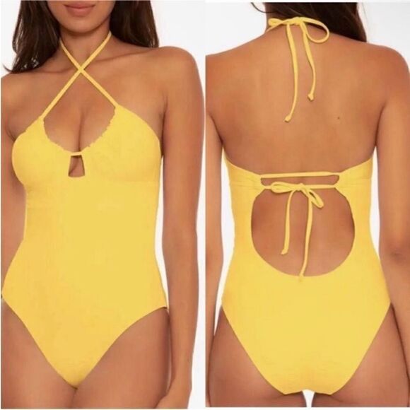 BECCA NWT Color Code Candice Multi Way One-Piece in Yellow Size Medium - Picture 2 of 5
